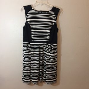 Loft Black/White Striped Mini Dress